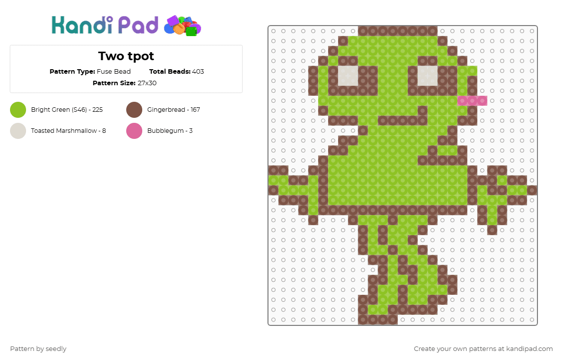 Two tpot - Fuse Bead Pattern by seedly on Kandi Pad - green,tan