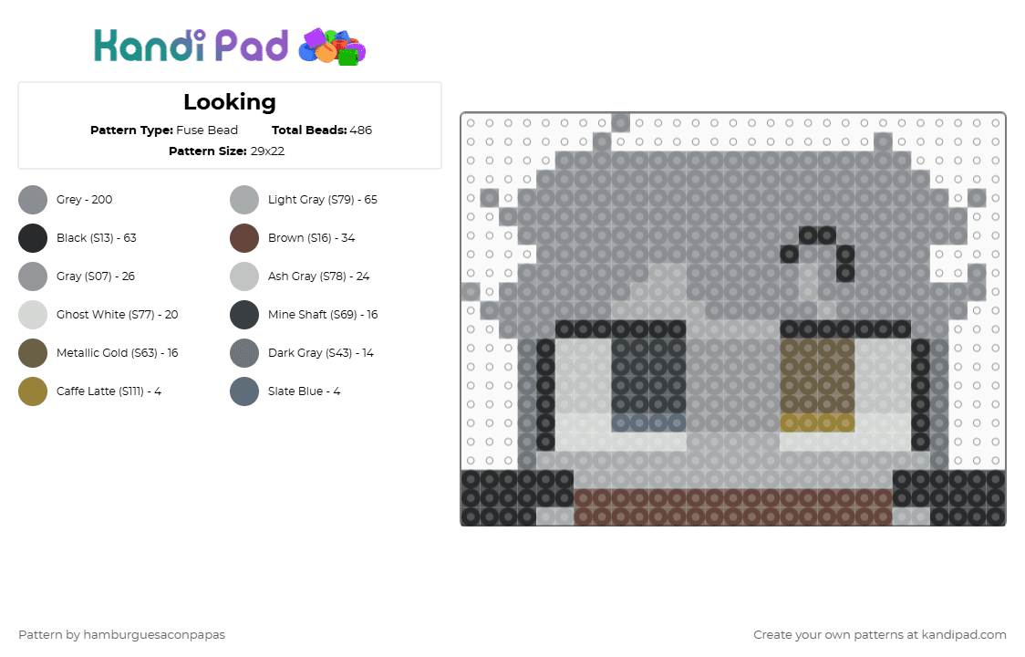 Looking - Fuse Bead Pattern by hamburguesaconpapas on Kandi Pad - gray,forsakenchance,forsaken