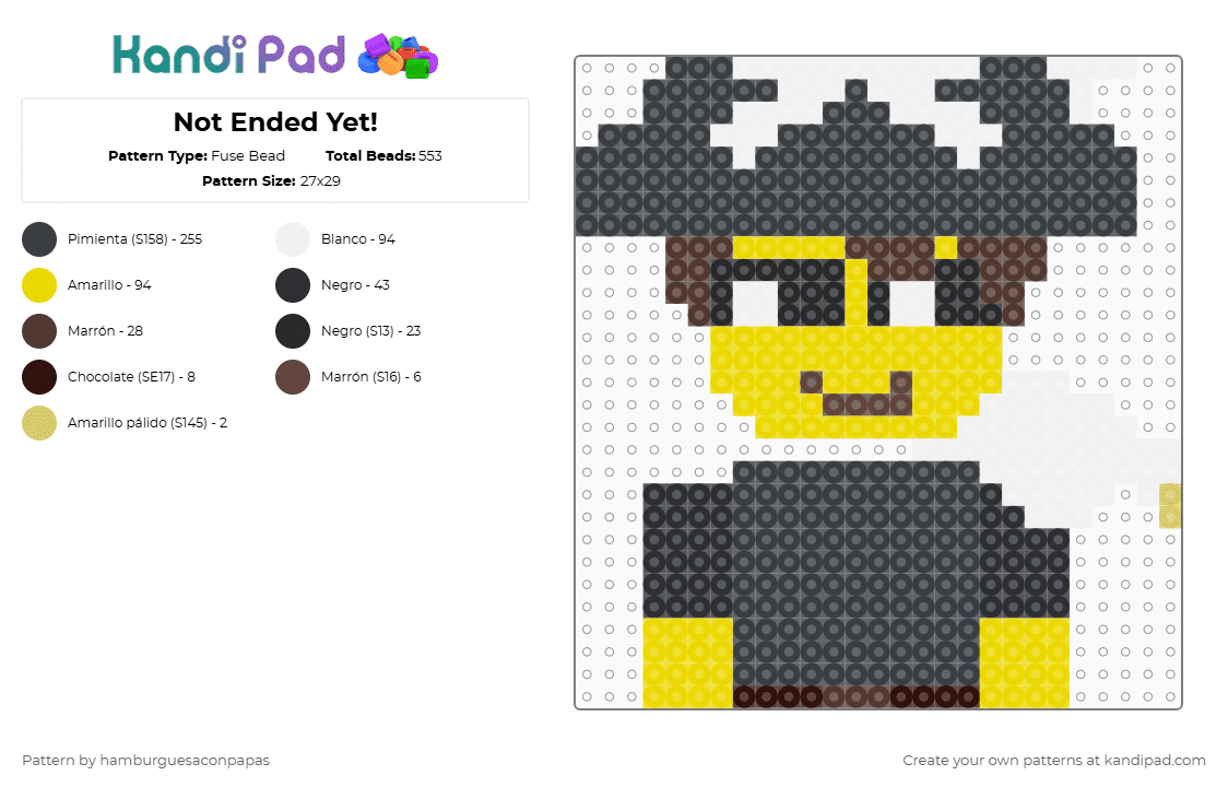 Shedletsky Milestone II - Fuse Bead Pattern by hamburguesaconpapas on Kandi Pad - black,brown,yellow,forsaken,forsakenshedletsky,shedletsky,johnshedletsky