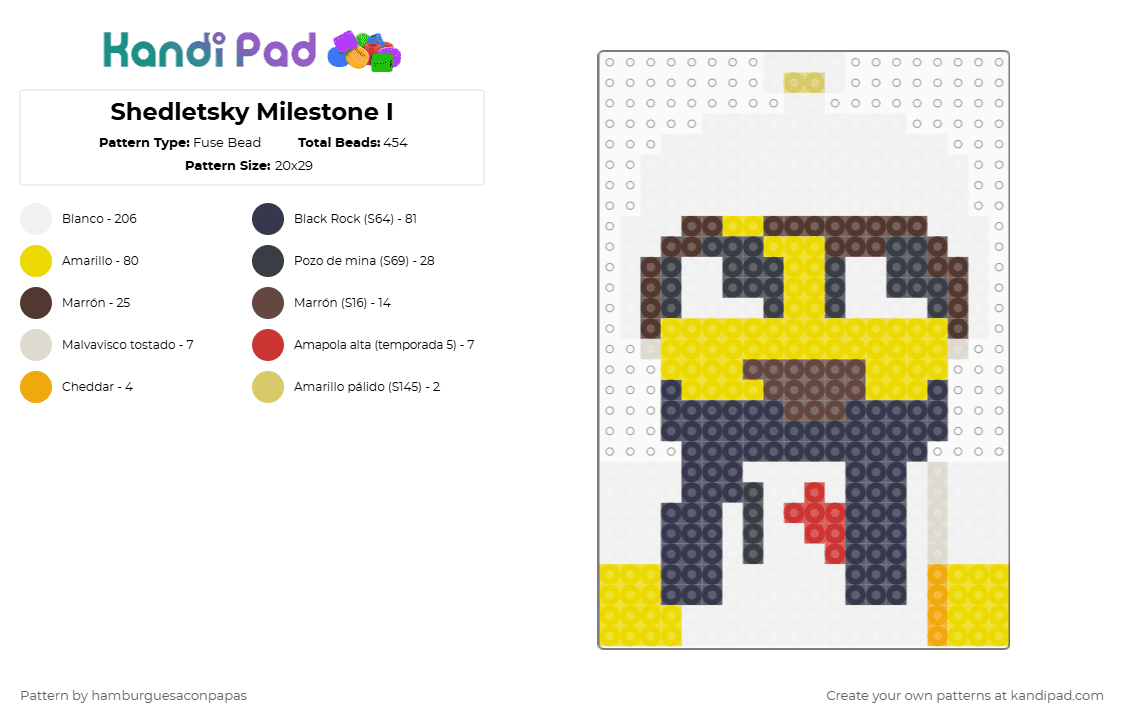 Shedletsky Milestone I - Fuse Bead Pattern by hamburguesaconpapas on Kandi Pad - white,brown,yellow,purple,forsaken,forsakenshedletsky,forsakenjohnshedletsky,shedletsky