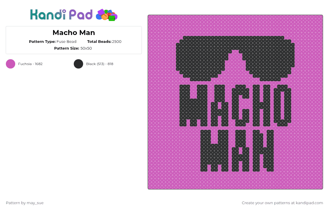 Macho Pattern Macho Man Fuse Bead Pattern - Kandi Pad | Kandi Patterns, Fuse Bead ...