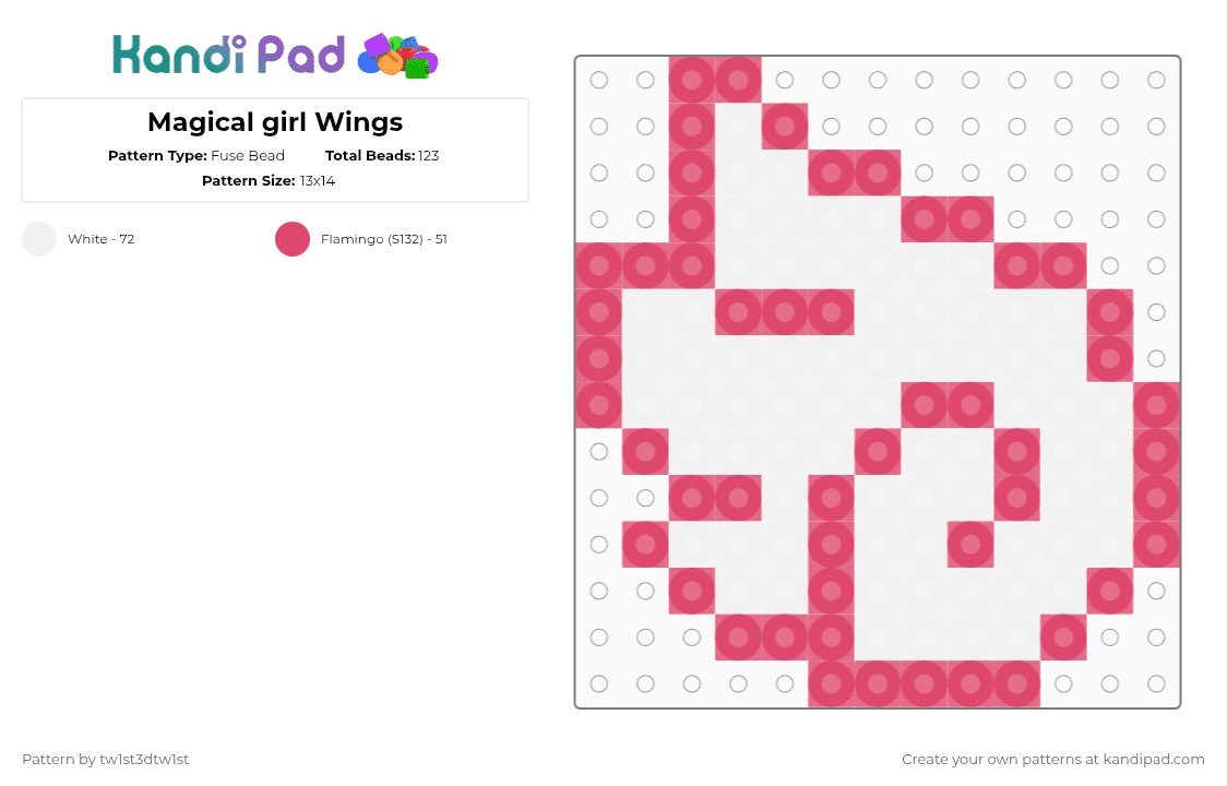 Magical girl Wings - Fuse Bead Pattern by tw1st3dtw1st on Kandi Pad - red,white