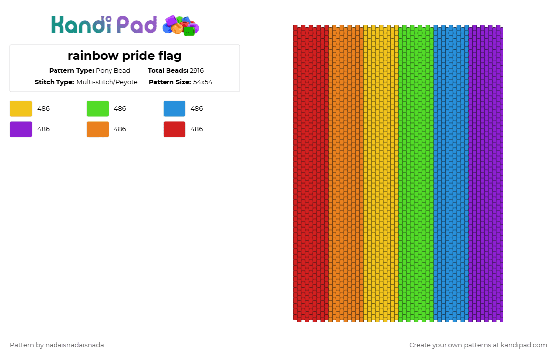 rainbow pride flag - Pony Bead Pattern by nadaisnadaisnada on Kandi Pad - green,purple,red,colorful,pride,rainbow,gay,flag,pride flag,rainbow pride,rainbow flag,rainbow pride flag