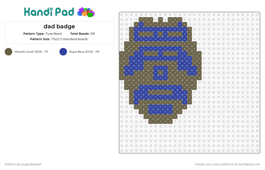 dad badge - Fuse Bead Pattern by auglydoveart on Kandi Pad - badge,shield,deep blue,earthy brown,gift,classic,unique,striking combination