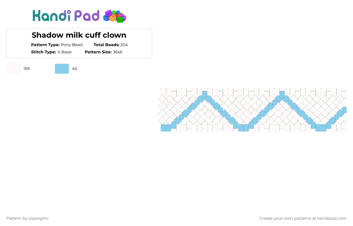 Shadow milk cuff clown - Pony Bead Pattern by pipergirlo on Kandi Pad - white