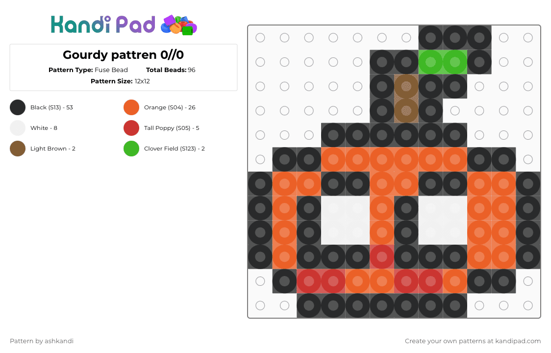 Gourdy pattren 0//0 - Fuse Bead Pattern by ashkandi on Kandi Pad - black,orange