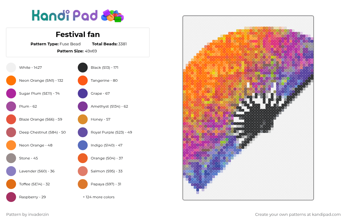 Festival fan - Fuse Bead Pattern by invaderzin on Kandi Pad - cotdfestivalfashion