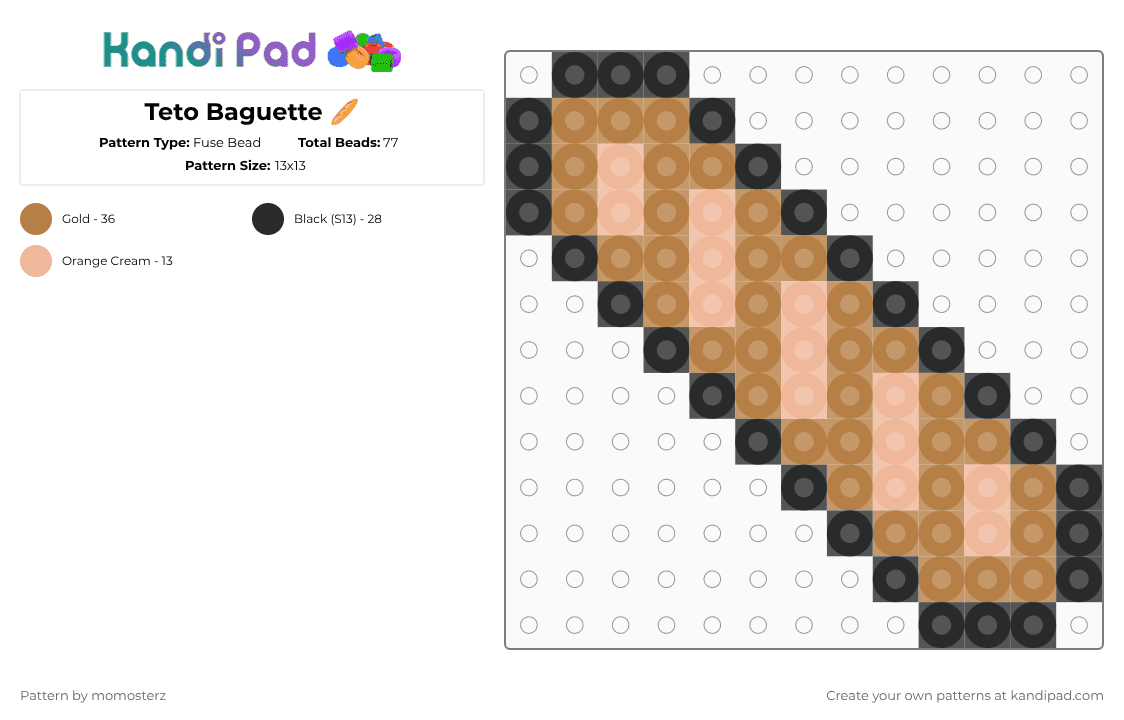 Teto Baguette 🥖 - Fuse Bead Pattern by momosterz on Kandi Pad - beige,tan,vocaloid,simple,teto,utaloid,triplebaka