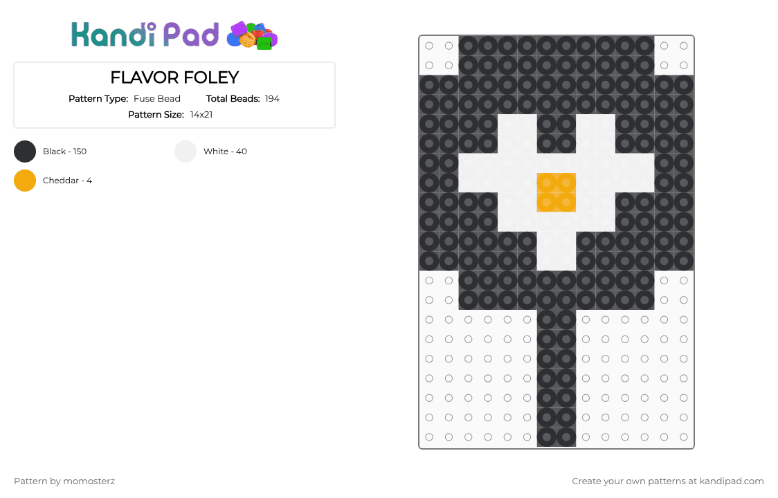 FLAVOR FOLEY - Fuse Bead Pattern by momosterz on Kandi Pad - black,white,flavor foley,vocaloid,music,food,egg