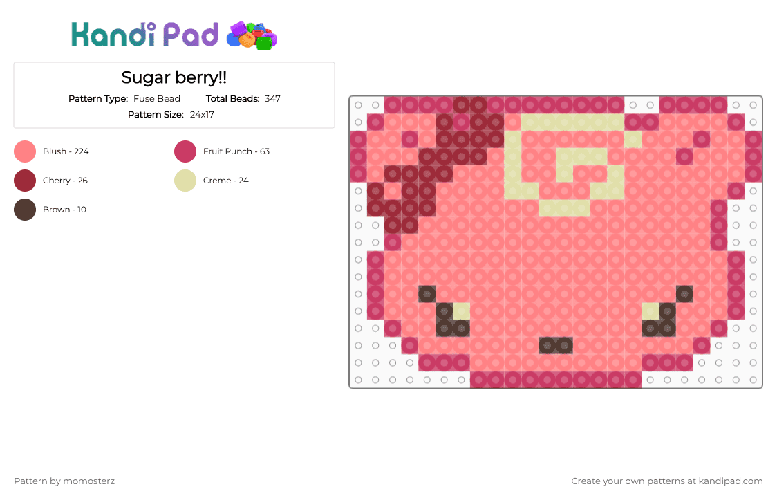 Sugar berry!! - Fuse Bead Pattern by momosterz on Kandi Pad - red,kids toys,num noms,cute,food,sweet
