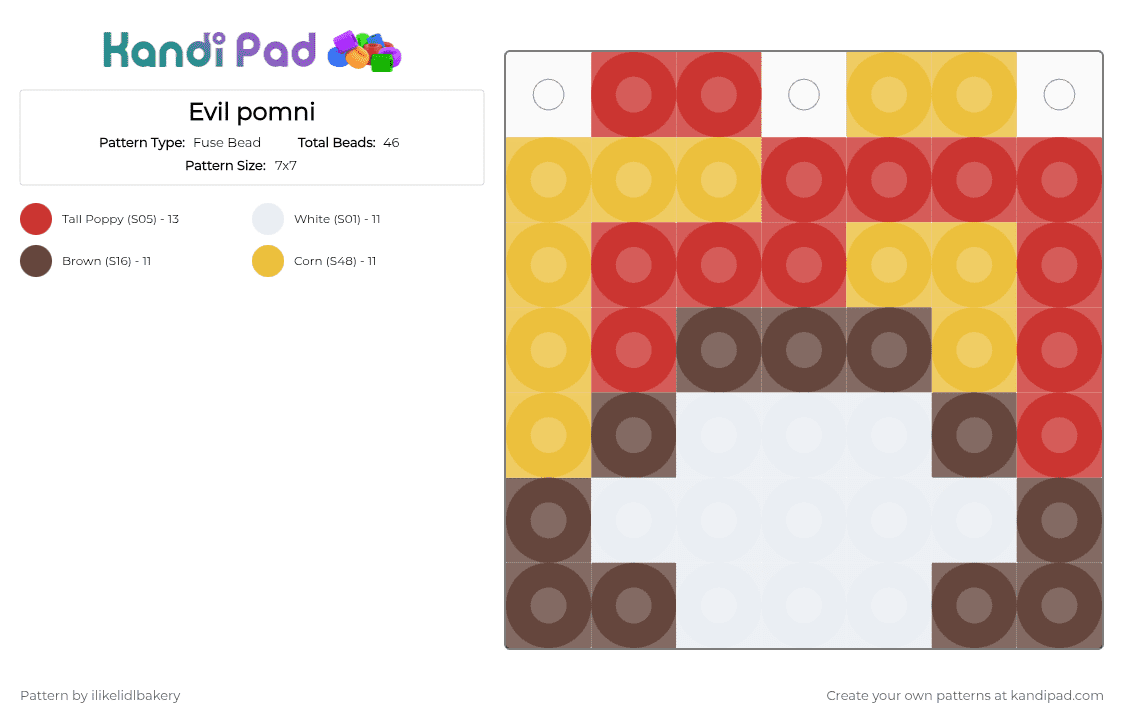 Evil pomni - Fuse Bead Pattern by ilikelidlbakery on Kandi Pad - red