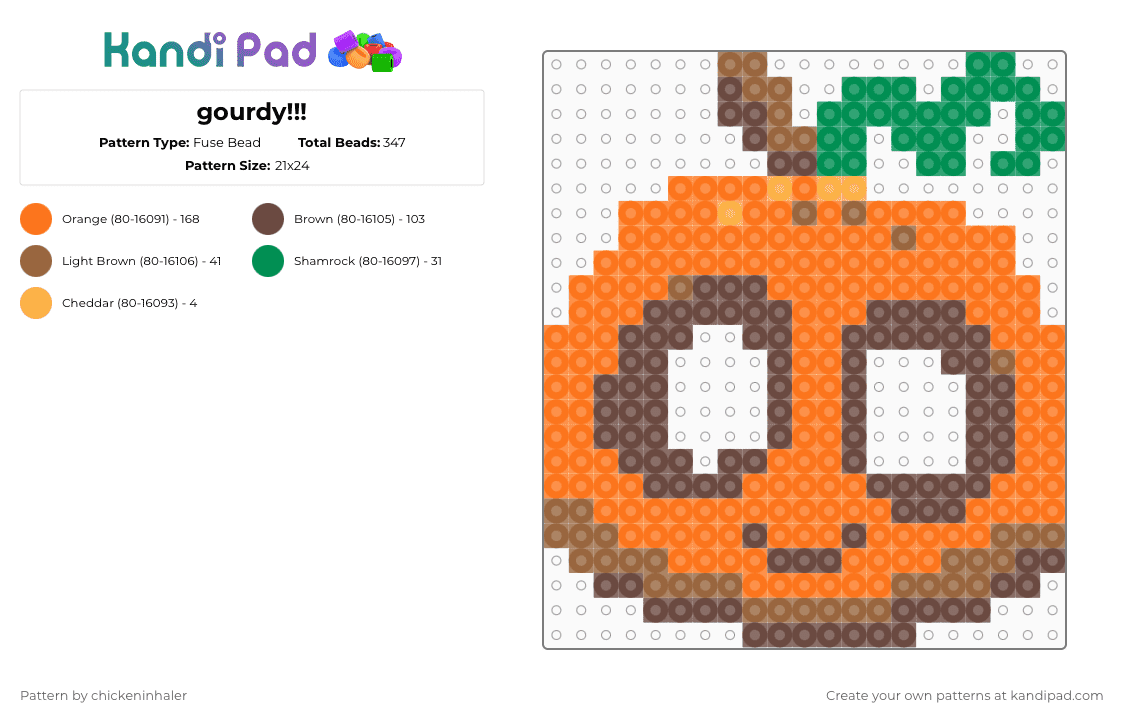 gourdy!!! - Fuse Bead Pattern by chickeninhaler on Kandi Pad - brown,orange,dandys world,gourdy,halloween