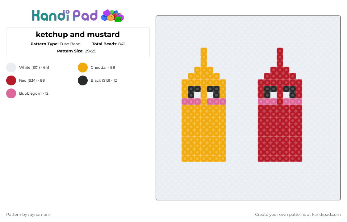 ketchup and mustard - Fuse Bead Pattern by raynamorin on Kandi Pad - white,orange,red
