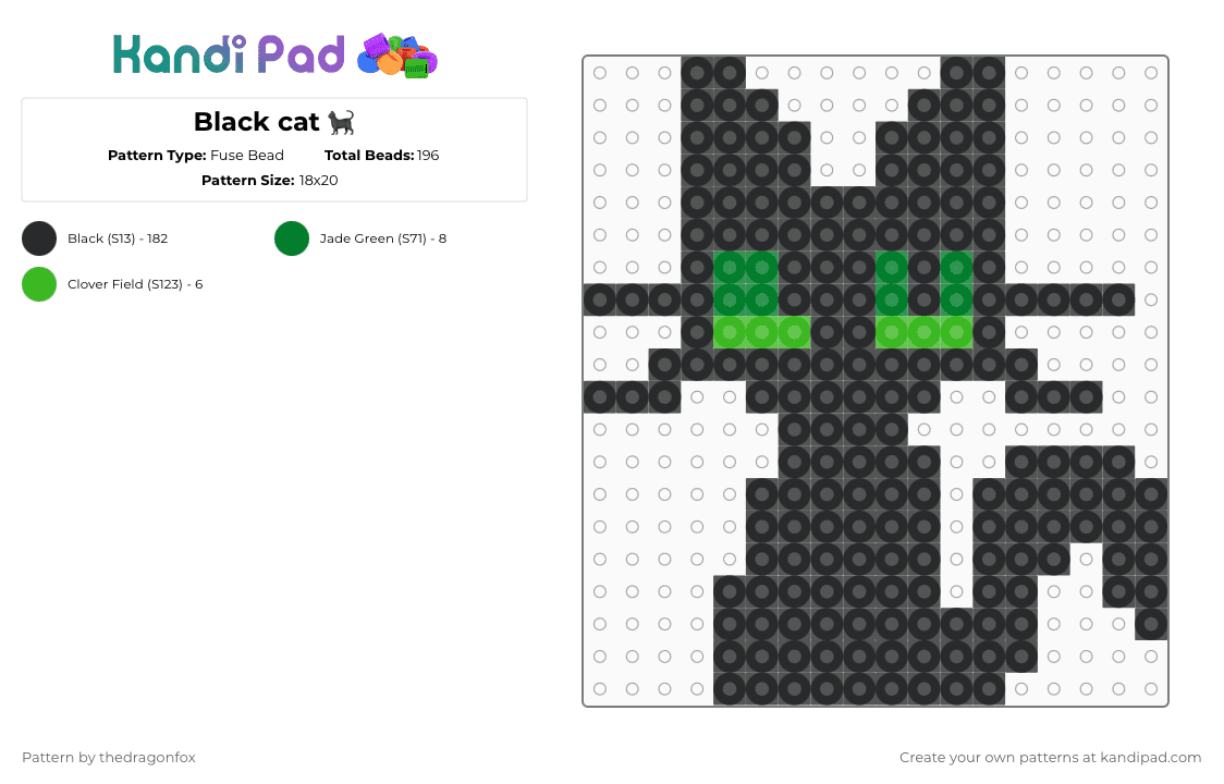 Black cat 🐈‍⬛ - Fuse Bead Pattern by thedragonfox on Kandi Pad - black