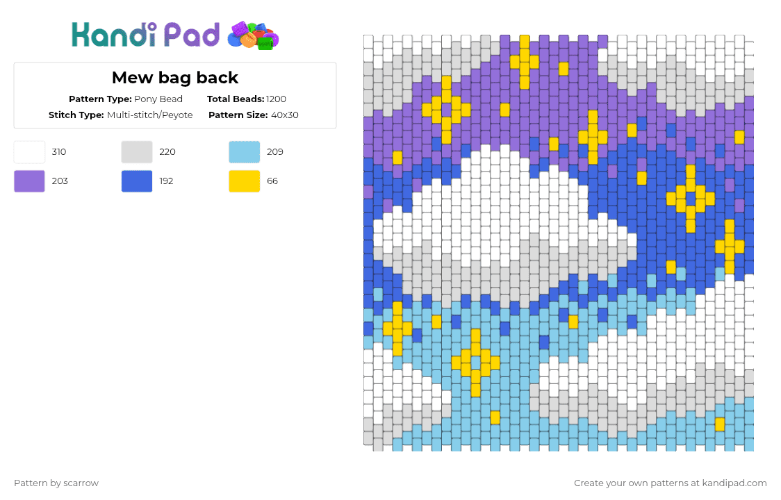 Clouds - Pony Bead Pattern by scarrow on Kandi Pad - purple,blue,light blue