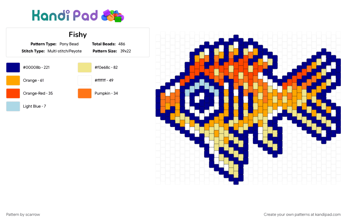 Fishy - Pony Bead Pattern by scarrow on Kandi Pad - cotdunderwaterworld, orange, purple, yellow