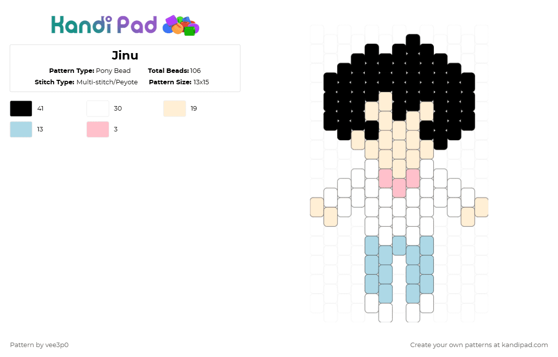 Jinu - Pony Bead Pattern by vee3p0 on Kandi Pad - beige,light blue,jinu,kpop,kpop demon hunters