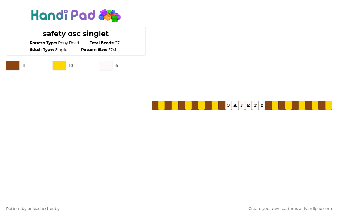 safety osc singlet - Pony Bead Pattern by unleashed_enby on Kandi Pad - red, yellow
