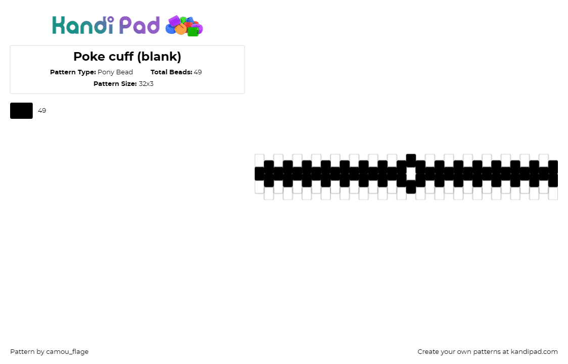 Poke cuff (blank) - Pony Bead Pattern by camou_flage on Kandi Pad - pokemon,poke ball,cuff