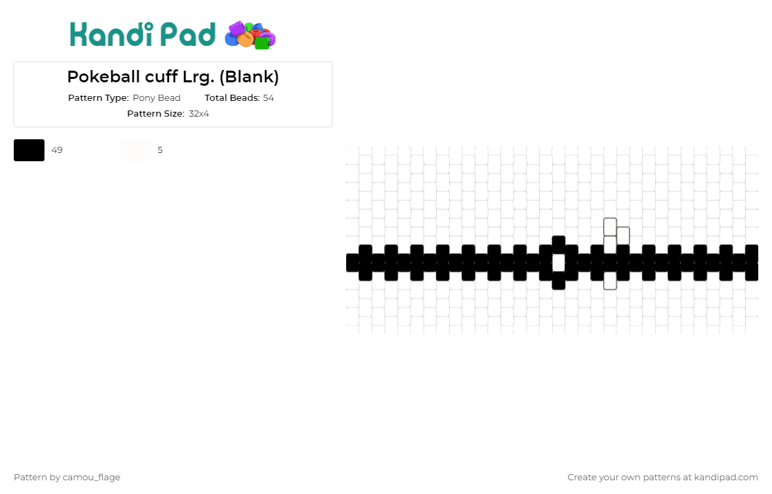 Pokeball cuff Lrg. (Blank) - Pony Bead Pattern by camou_flage on Kandi Pad - pokemon,poke ball,cuff