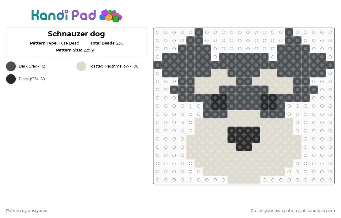 Schnauzer dog - Fuse Bead Pattern by dustyoreo on Kandi Pad - gray,beige,animal,dog,schnauzer