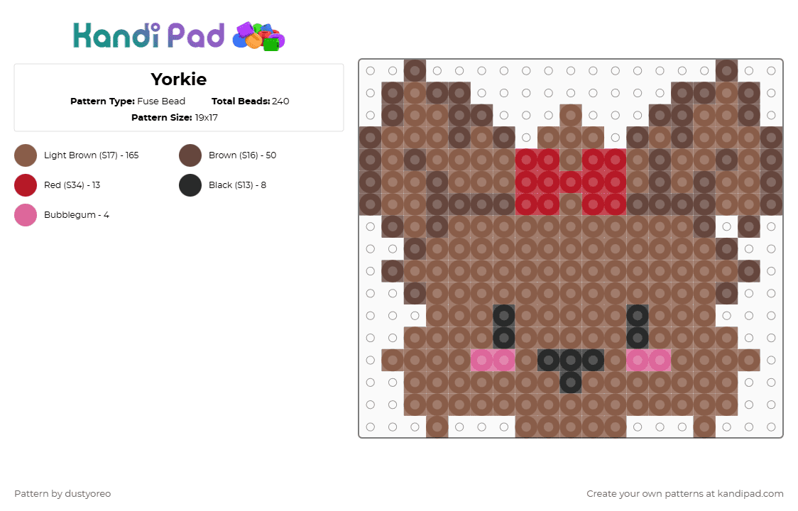 Yorkie - Fuse Bead Pattern by dustyoreo on Kandi Pad - tan,dog,animal,yorkie