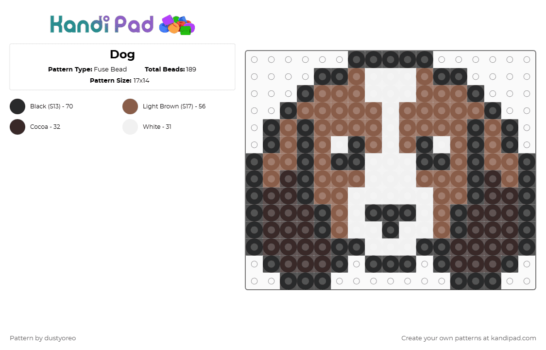 Dog - Fuse Bead Pattern by dustyoreo on Kandi Pad - tan,brown,animal,dog