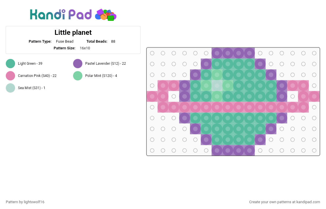 Little planet - Fuse Bead Pattern by lightxwolf16 on Kandi Pad - pink, teal
