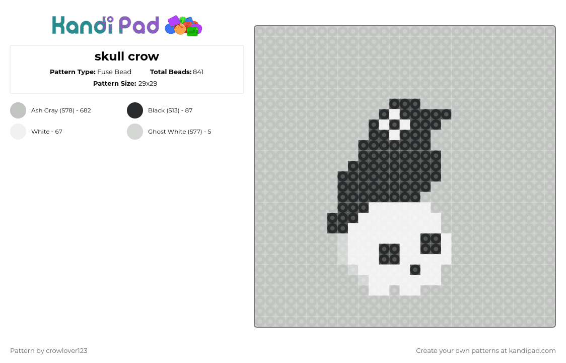 skull crow - Fuse Bead Pattern by crowlover123 on Kandi Pad - beige