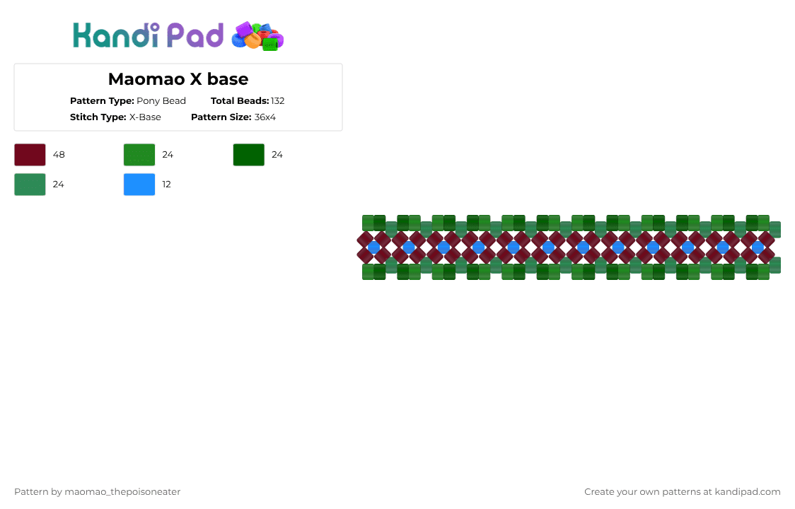 Maomao X base - Pony Bead Pattern by maomao_thepoisoneater on Kandi Pad - green,brown,maomao,apothecary