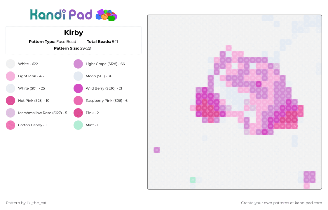 Kirby - Fuse Bead Pattern by maomao_thepoisoneater on Kandi Pad - 