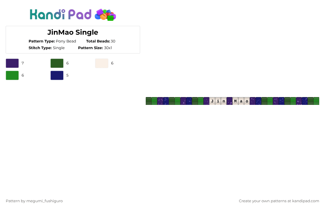 JinMao Single - Pony Bead Pattern by dreamxd on Kandi Pad - purple