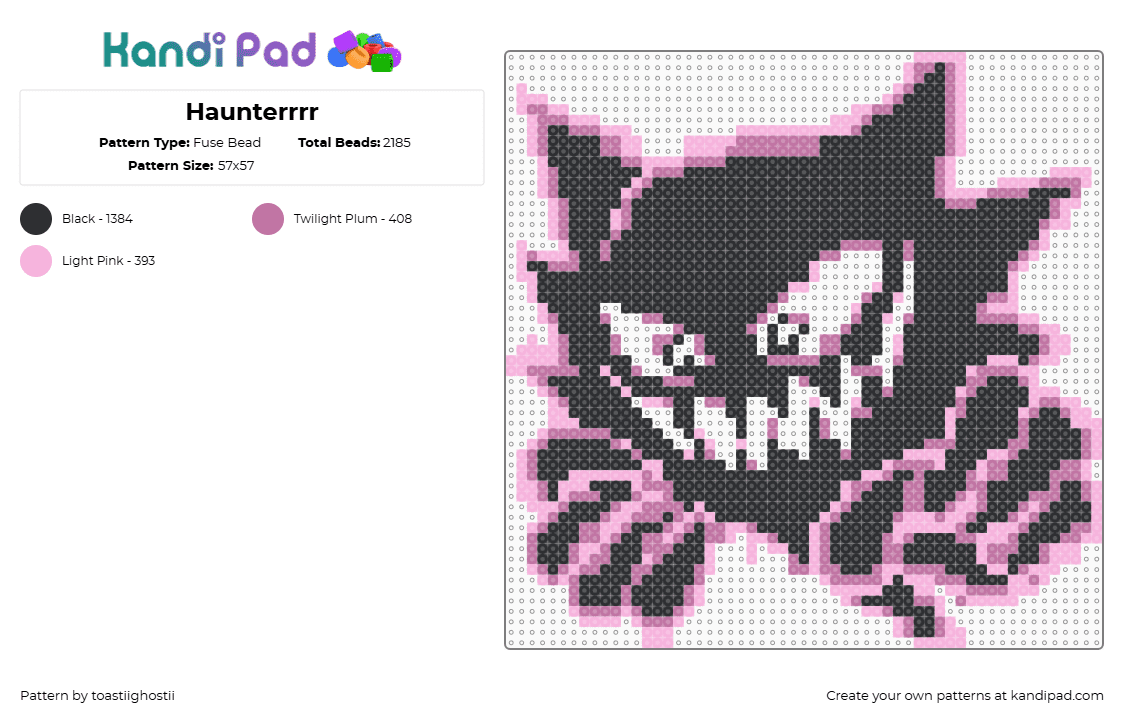 Haunterrrr - Fuse Bead Pattern by toastiighostii on Kandi Pad - 