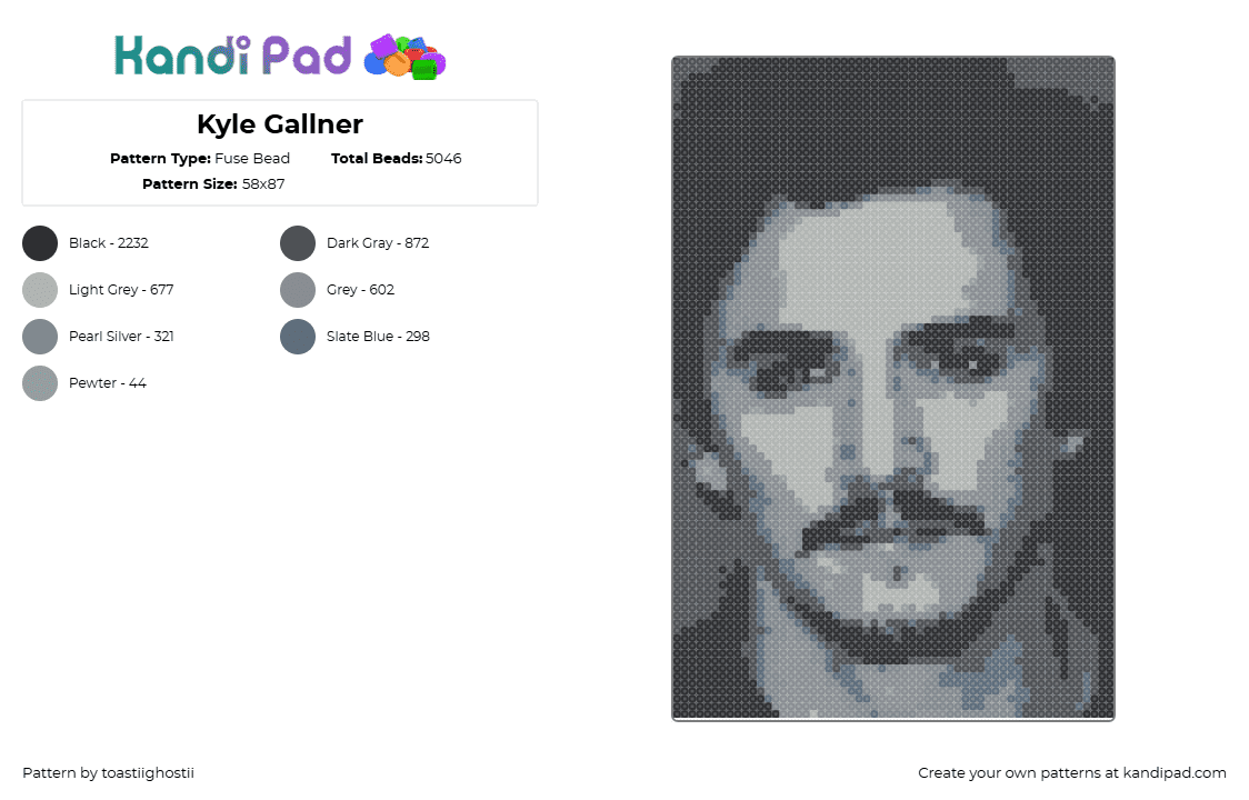 Kyle Gallner - Fuse Bead Pattern by toastiighostii on Kandi Pad - 