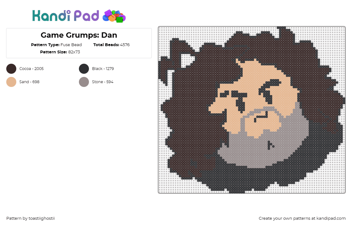 Game Grumps: Dan - Fuse Bead Pattern by toastiighostii on Kandi Pad - dan,game grumps,youtube,character,tan,brown