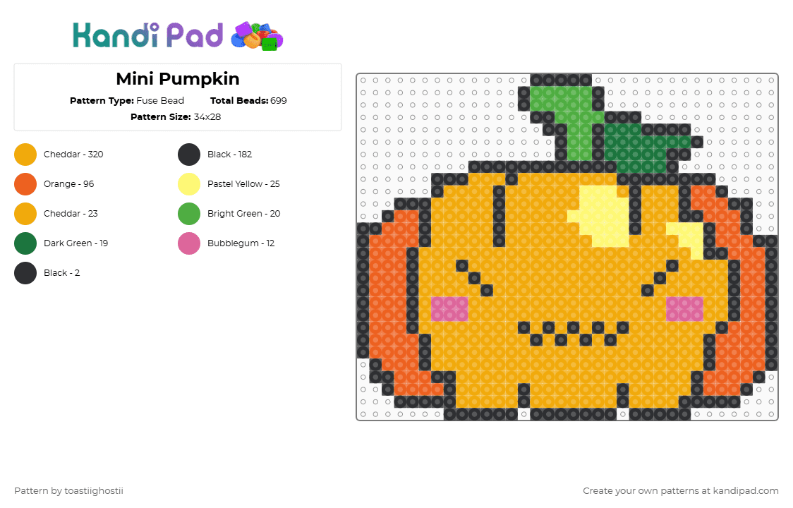 Mini Pumpkin - Fuse Bead Pattern by toastiighostii on Kandi Pad - orange