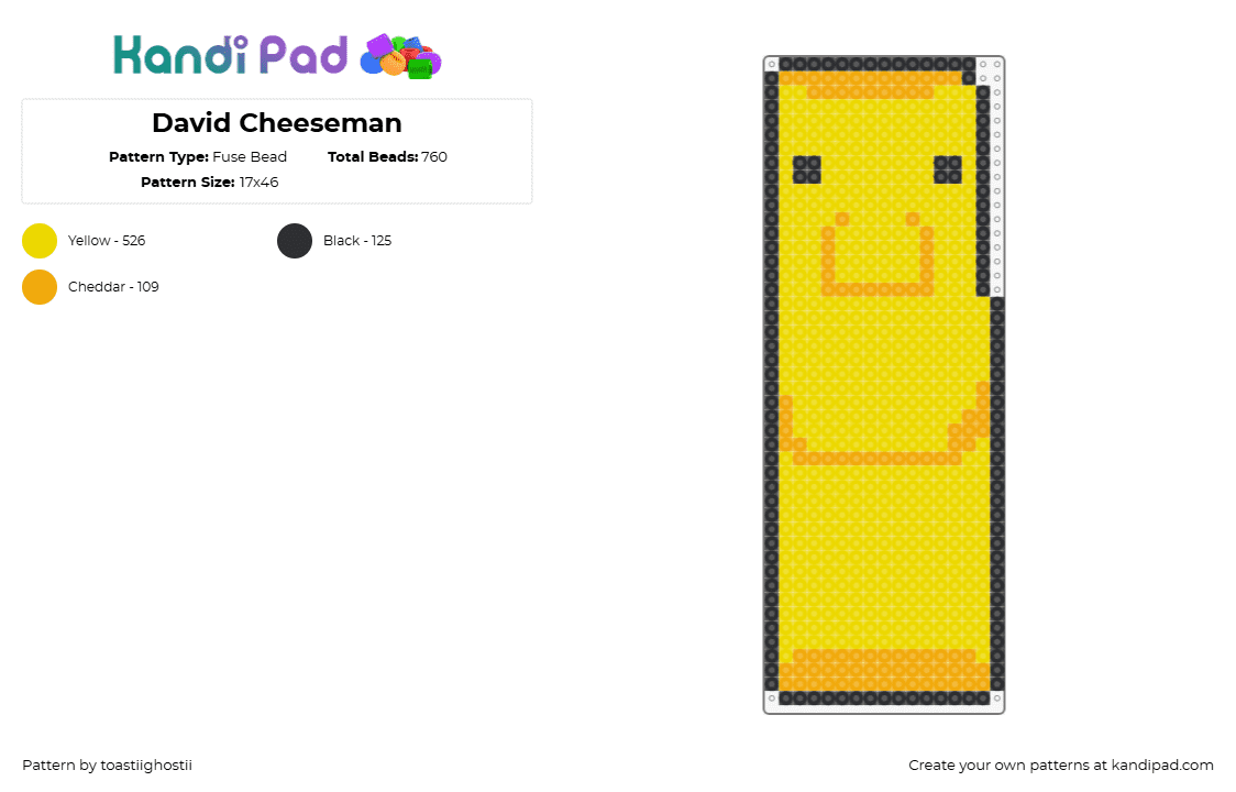 David Cheeseman - Fuse Bead Pattern by toastiighostii on Kandi Pad - david cheeseman,game grumps,youtube,yellow