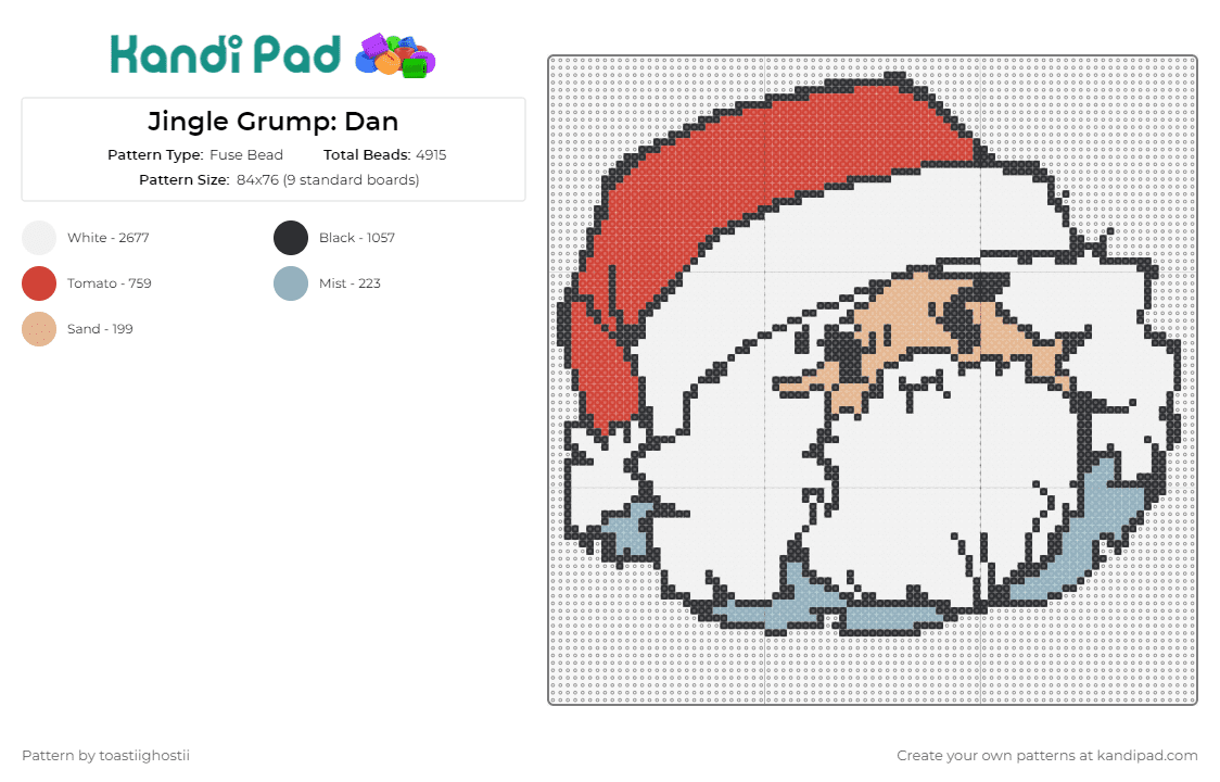 Jingle Grump: Dan - Fuse Bead Pattern by toastiighostii on Kandi Pad - dan,santa,game grumps,christmas,youtube,character,costume,white,red