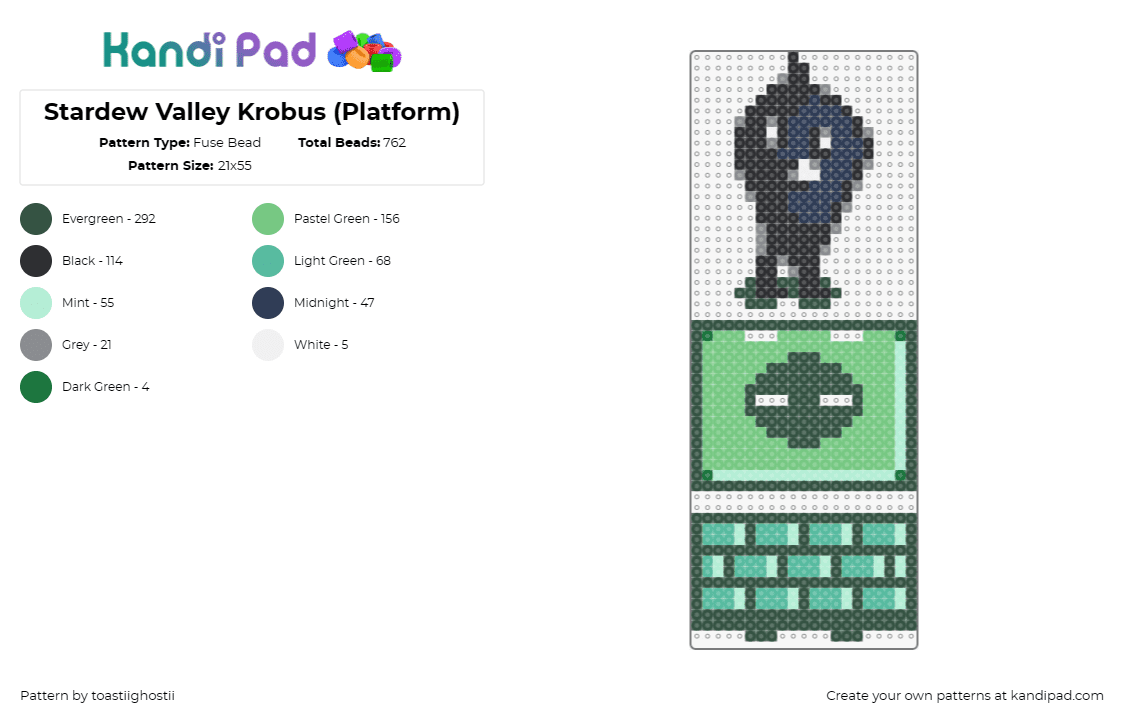 Stardew Valley Krobus (Platform) - Fuse Bead Pattern by toastiighostii on Kandi Pad - krobus,stardew valley,video game,monster,character,friendly,enchanting,black,gre