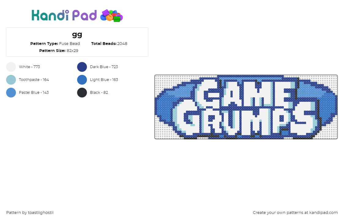 gg - Fuse Bead Pattern by toastiighostii on Kandi Pad - game grumps,logo,youtube,gaming,white,blue