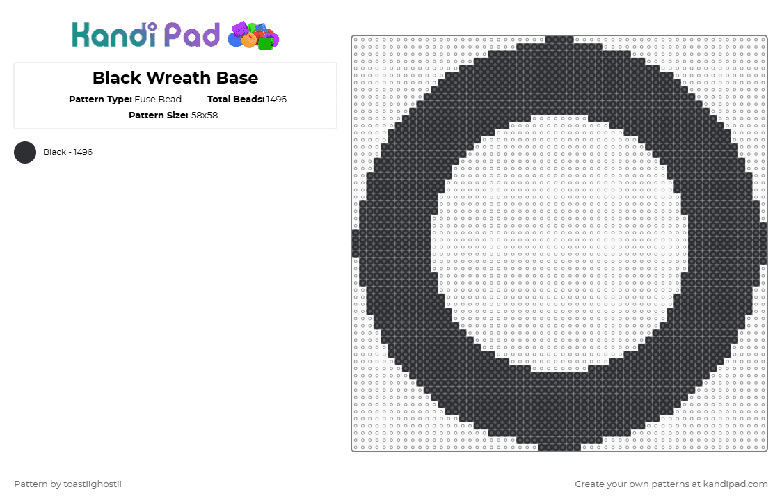 Black Wreath Base - Fuse Bead Pattern by toastiighostii on Kandi Pad - black