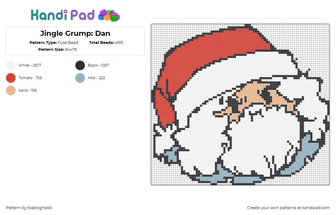 Jingle Grump: Dan - Fuse Bead Pattern by toastiighostii on Kandi Pad - dan,santa,game grumps,christmas,youtube,character,costume,white,red