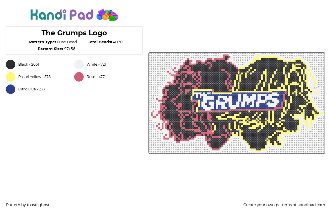 The Grumps Logo - Fuse Bead Pattern by toastiighostii on Kandi Pad - game grumps,logo,silhouette,sign,black,pink,yellow