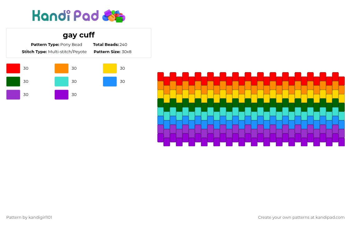 gay cuff - Pony Bead Pattern by deleted_user_733155 on Kandi Pad - light blue,purple