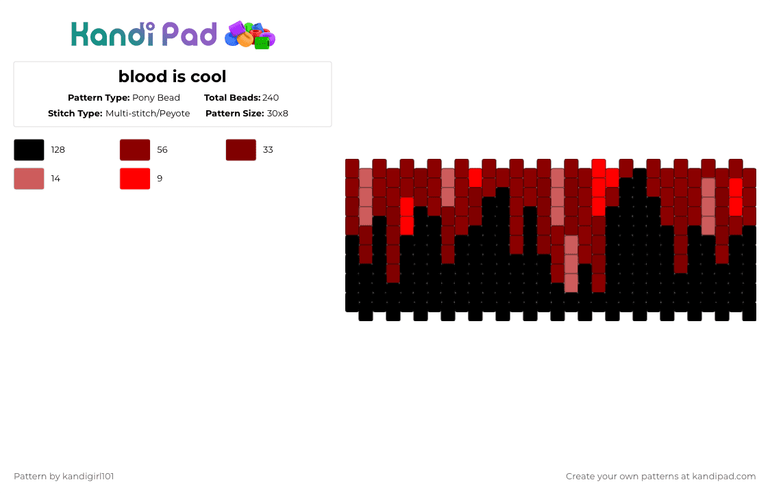 blood is cool - Pony Bead Pattern by deleted_user_733155 on Kandi Pad - brown,red