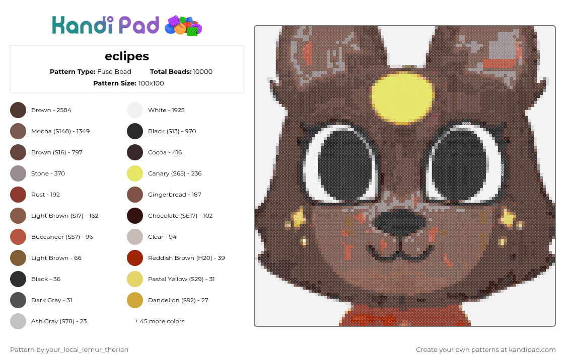 eclipes - Fuse Bead Pattern by your_local_lemur_therian on Kandi Pad - tan,brown,dw,dandys world,halloween,eclipes