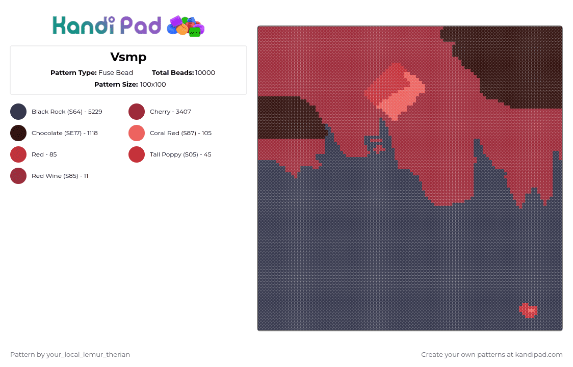Vsmp - Fuse Bead Pattern by your_local_lemur_therian on Kandi Pad - red,purple