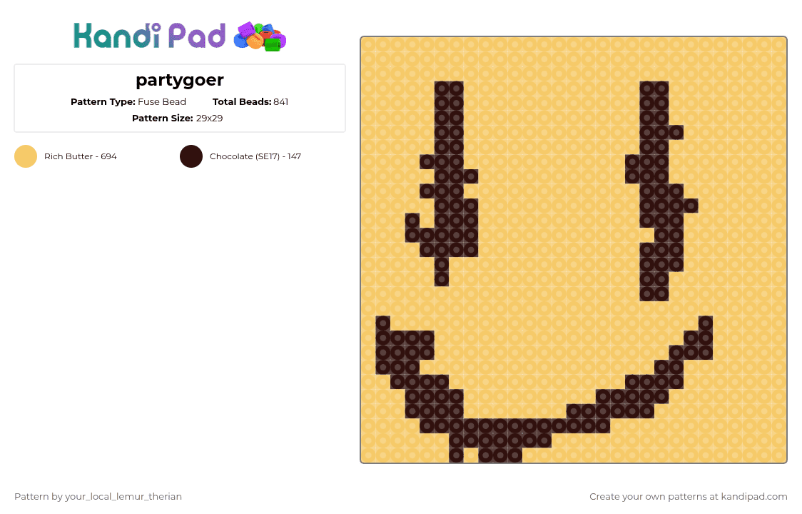 partygoer - Fuse Bead Pattern by your_local_lemur_therian on Kandi Pad - yellow