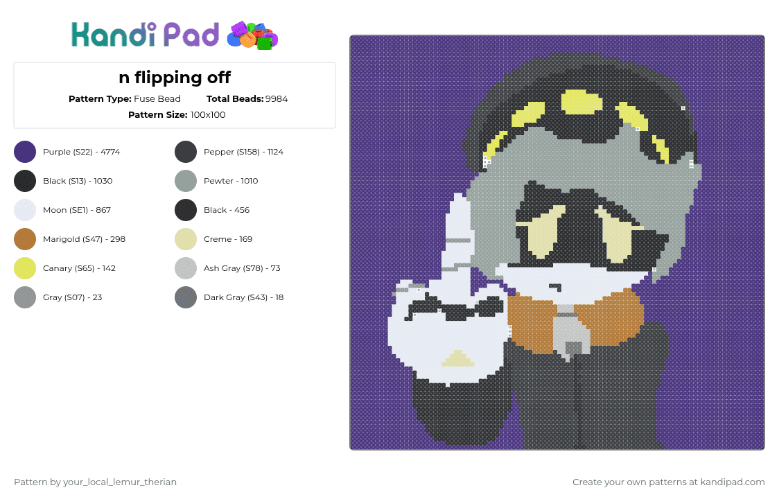 n flipping off - Fuse Bead Pattern by your_local_lemur_therian on Kandi Pad - purple
