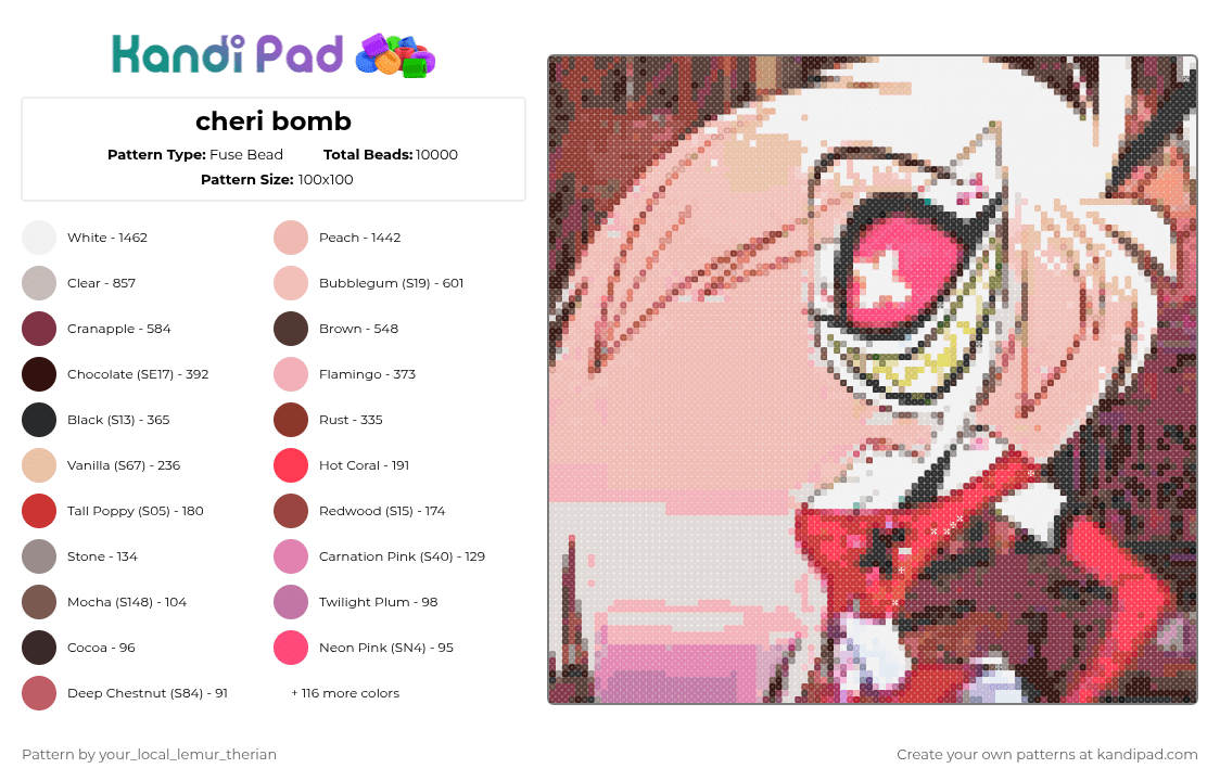 cheri bomb - Fuse Bead Pattern by your_local_lemur_therian on Kandi Pad - brown,red,beige,hh,hazbin hotel,cheri,cheri bomb